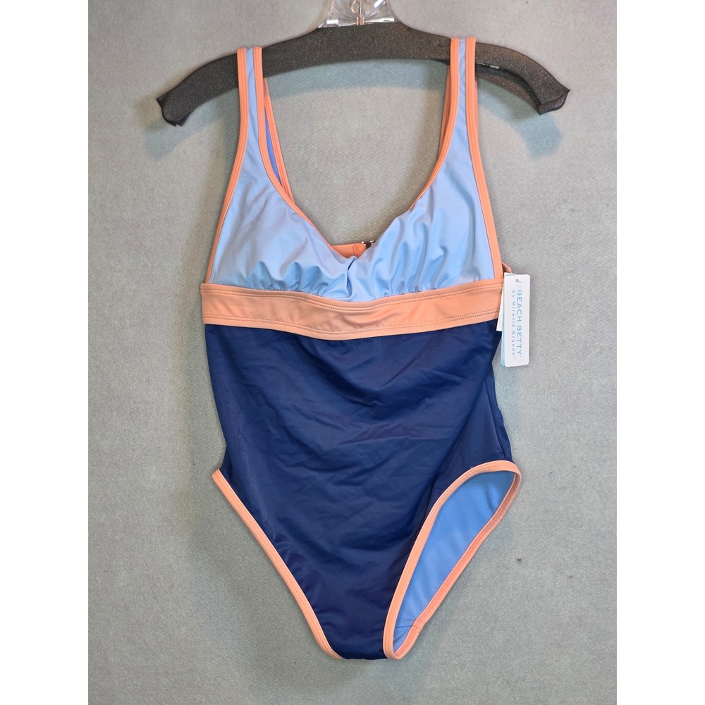 Beach Betty by Miracle Brands One Piece Swimsuit Blue Multi Medium 673699